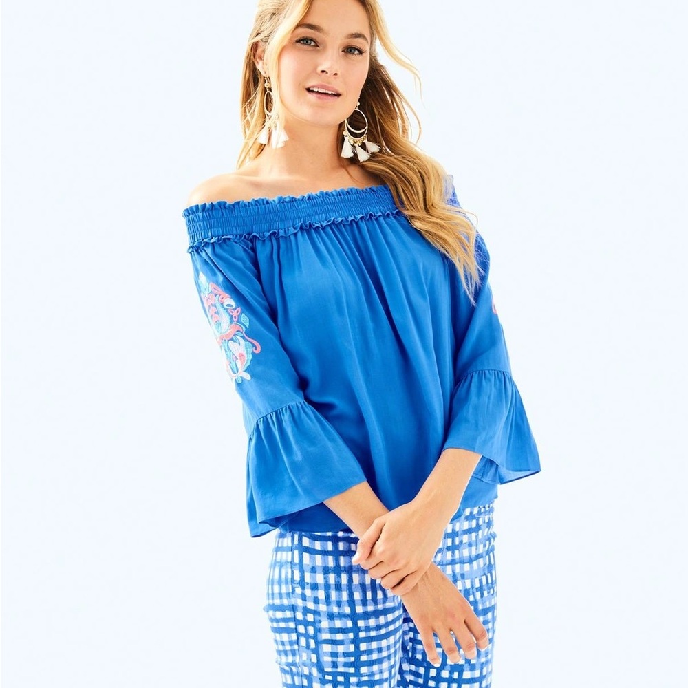 NWT Lilly Pulitzer Moira Top Bennet Blue XXS